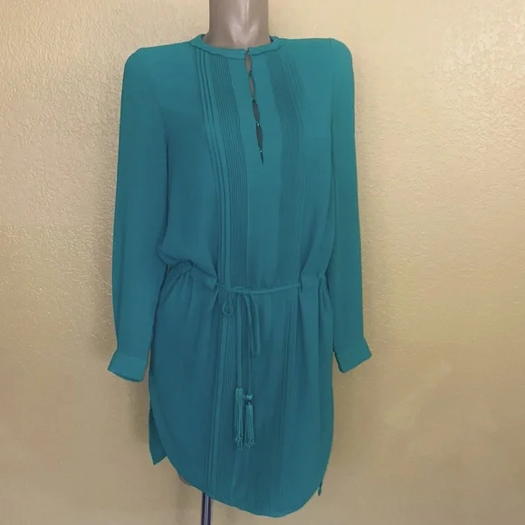 Greylin | Dresses | Greylin Green Dress Drawstring Adj Waist Pleated Xs |  Poshmark